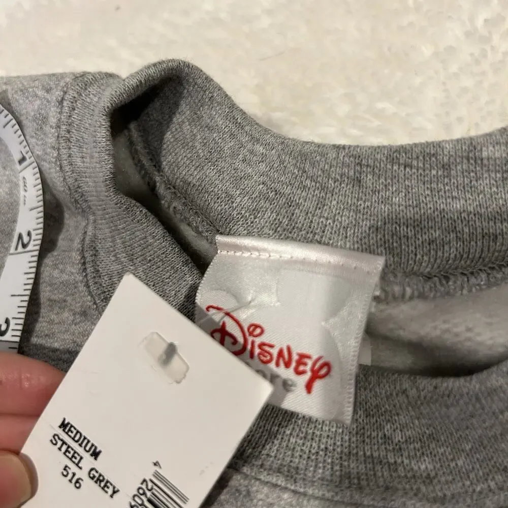 Disney Sweater Unisex Sz M Pullover Mickey Mouse Grey Crew Neck - Picture 8 of 8